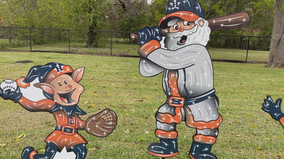 Christmas Astros Baseball Santa and Elves Yard Decoration