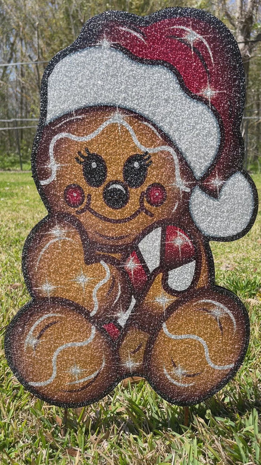 Christmas Gingerbread Baby wearing a Stocking Hat Yard Art