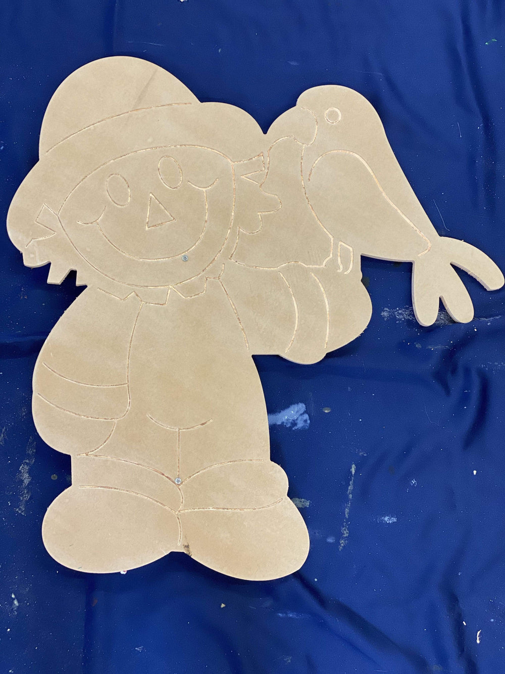 Halloween scarecrow and crow yard art blank template