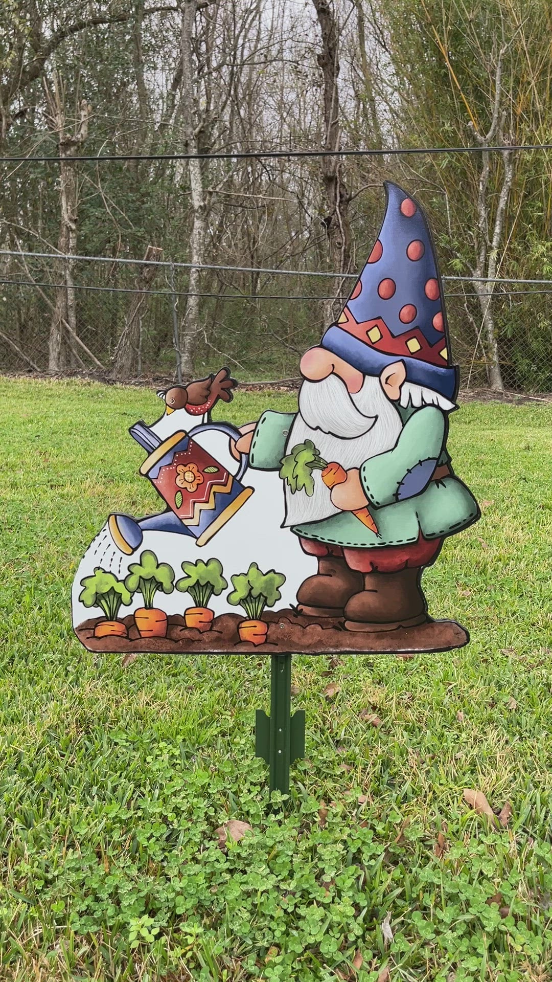 Gnome Waters Carrots Yard Sign Outdoor Decoration