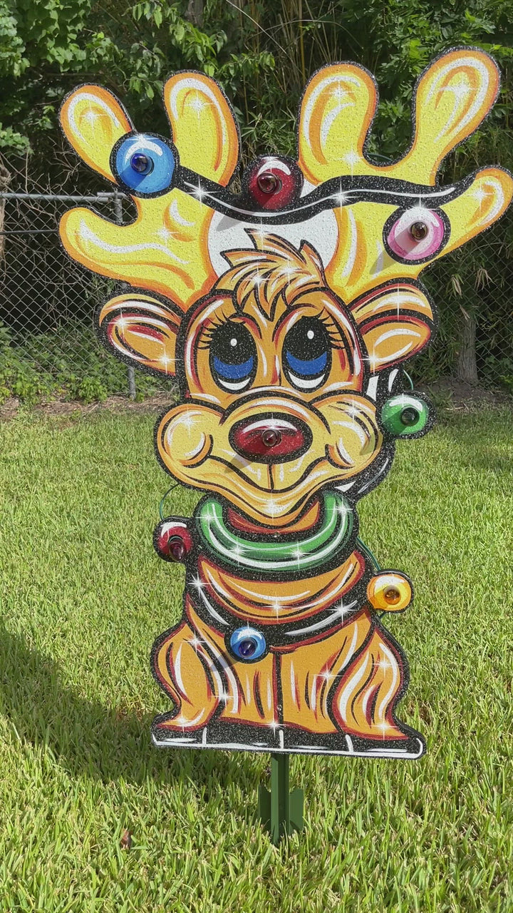 Lighted Christmas Reindeer Yard Art