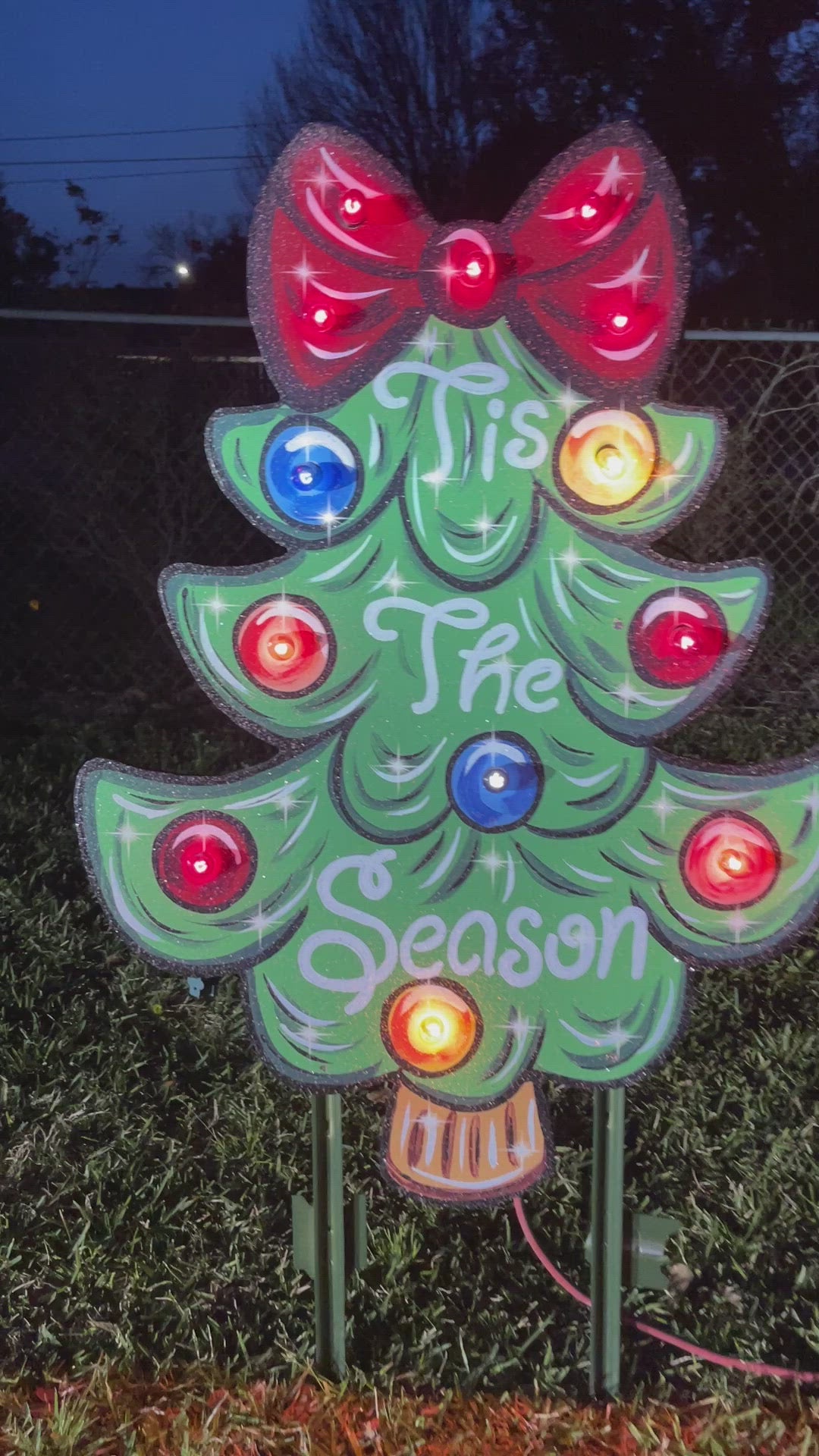 Lighted Christmas Tree Yard Art Sign