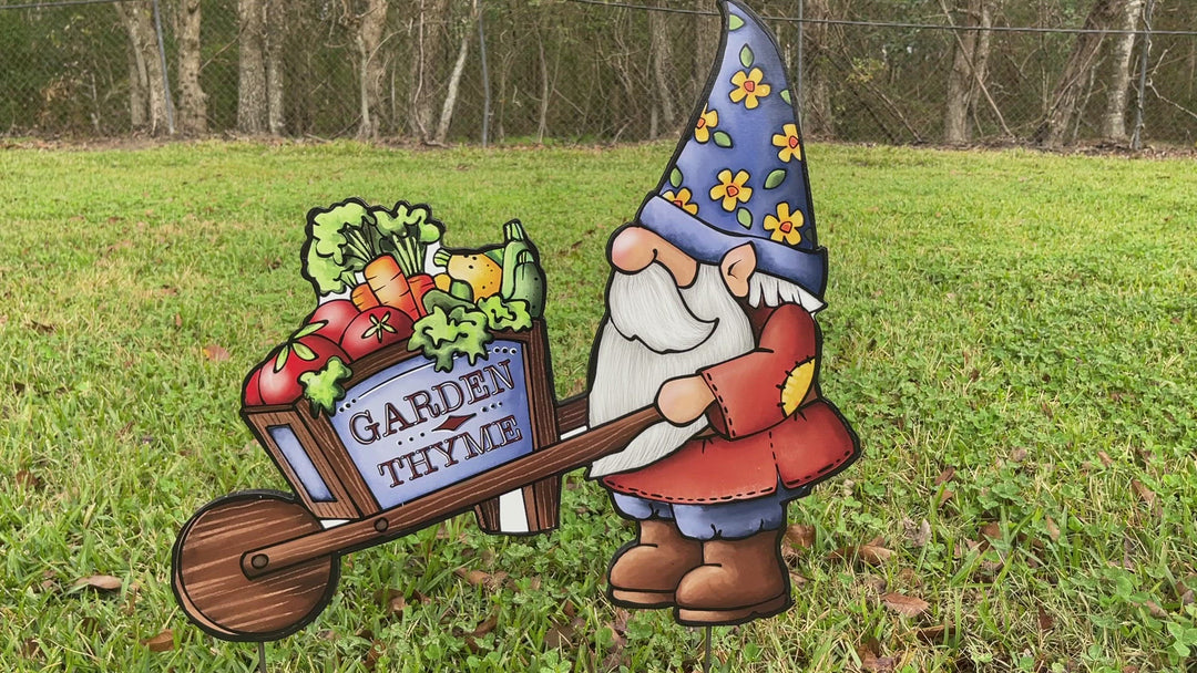 Gnome Wheelbarrow Outdoor Decoration