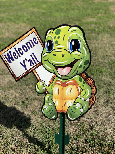 turtle welcome sign yard art