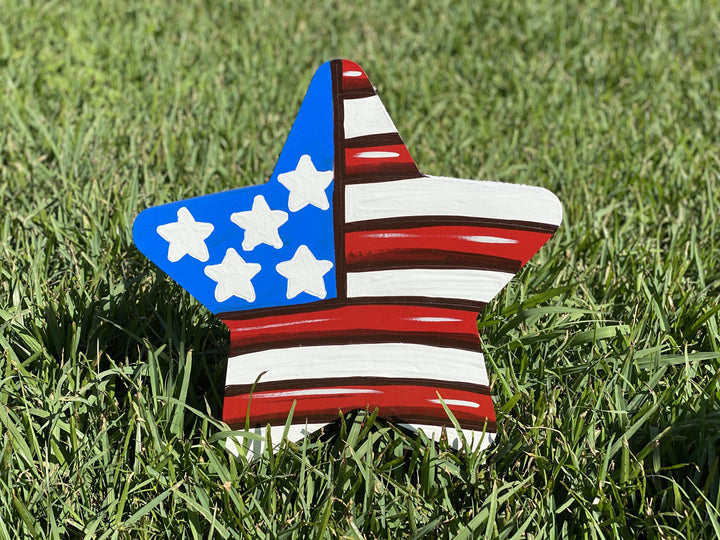 Star with American Flag Etched Blank ready to be painted by you