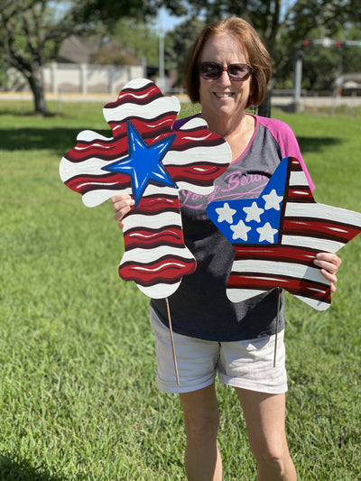 Painted Cross with stars and strips
