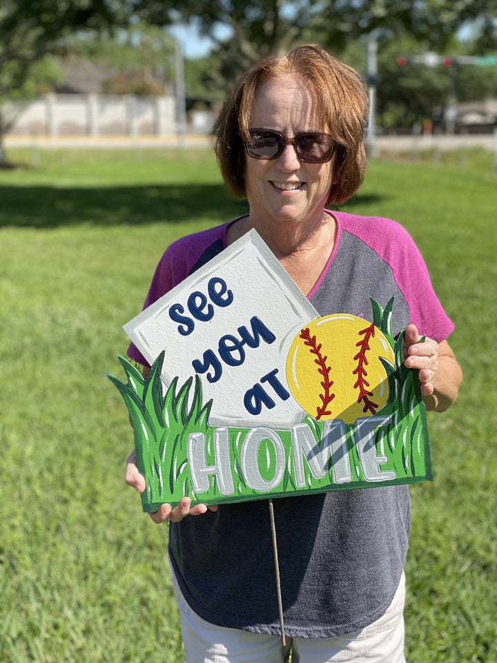See You at Home Baseball Sign Yard Art DIY Blank