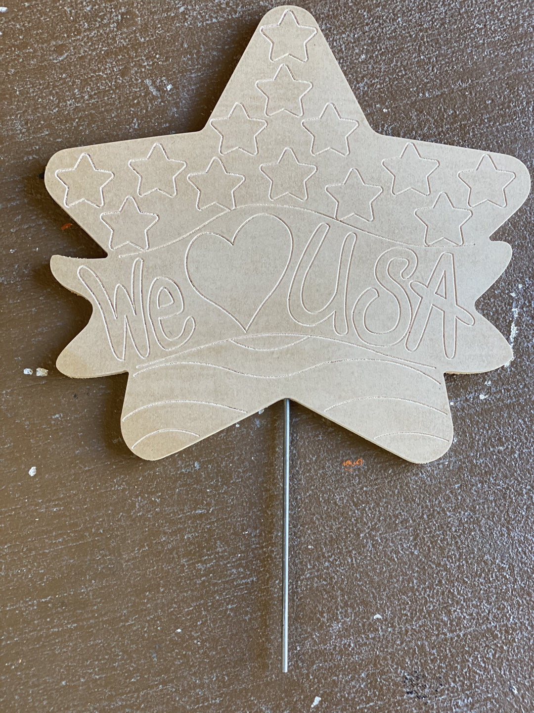 Star with USA Banner Etched Blank ready to be painted by you