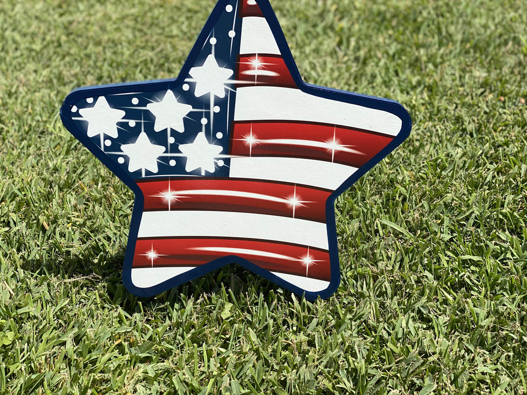 American Flag Star yard art