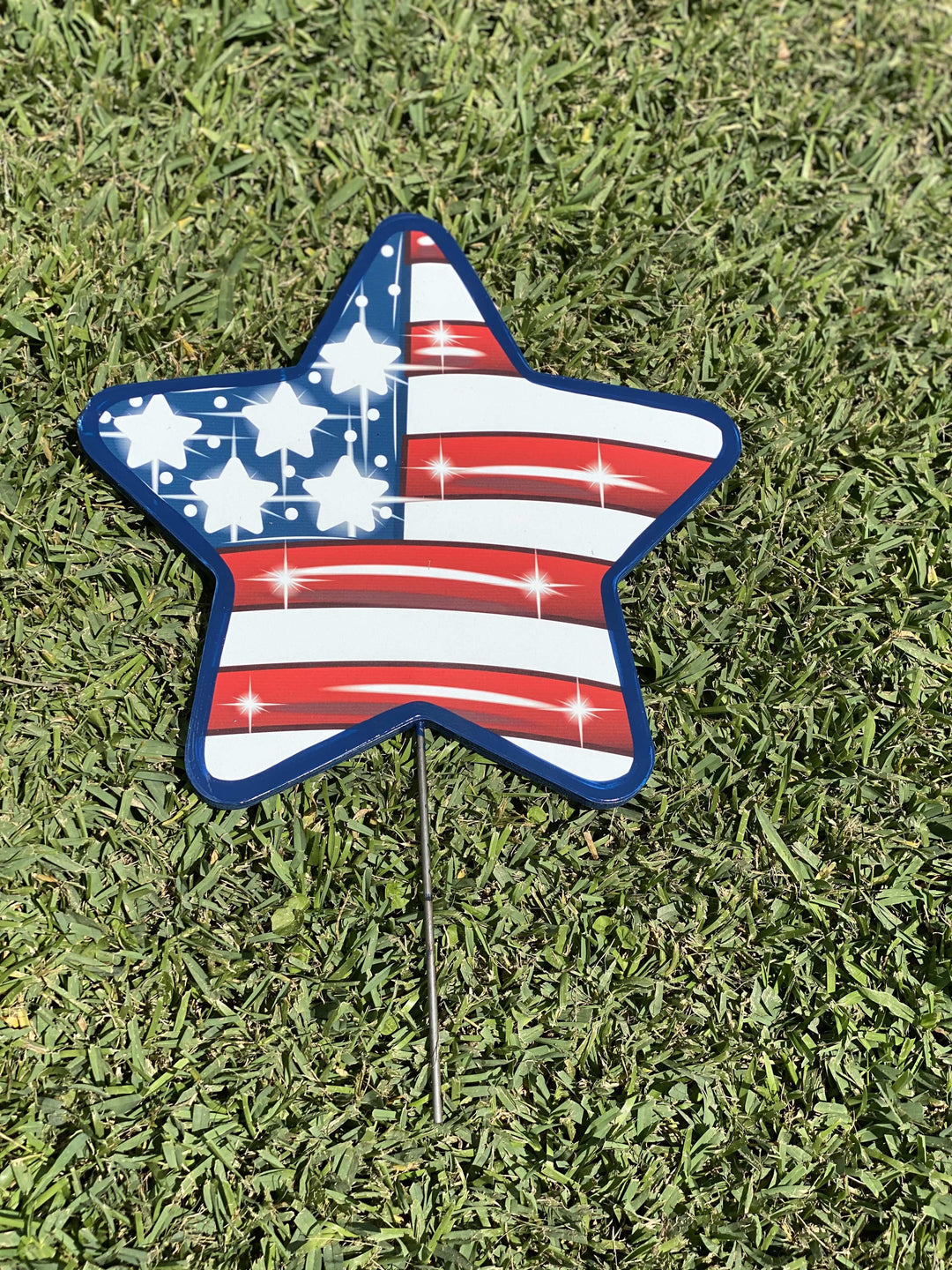 American Flag Star yard art