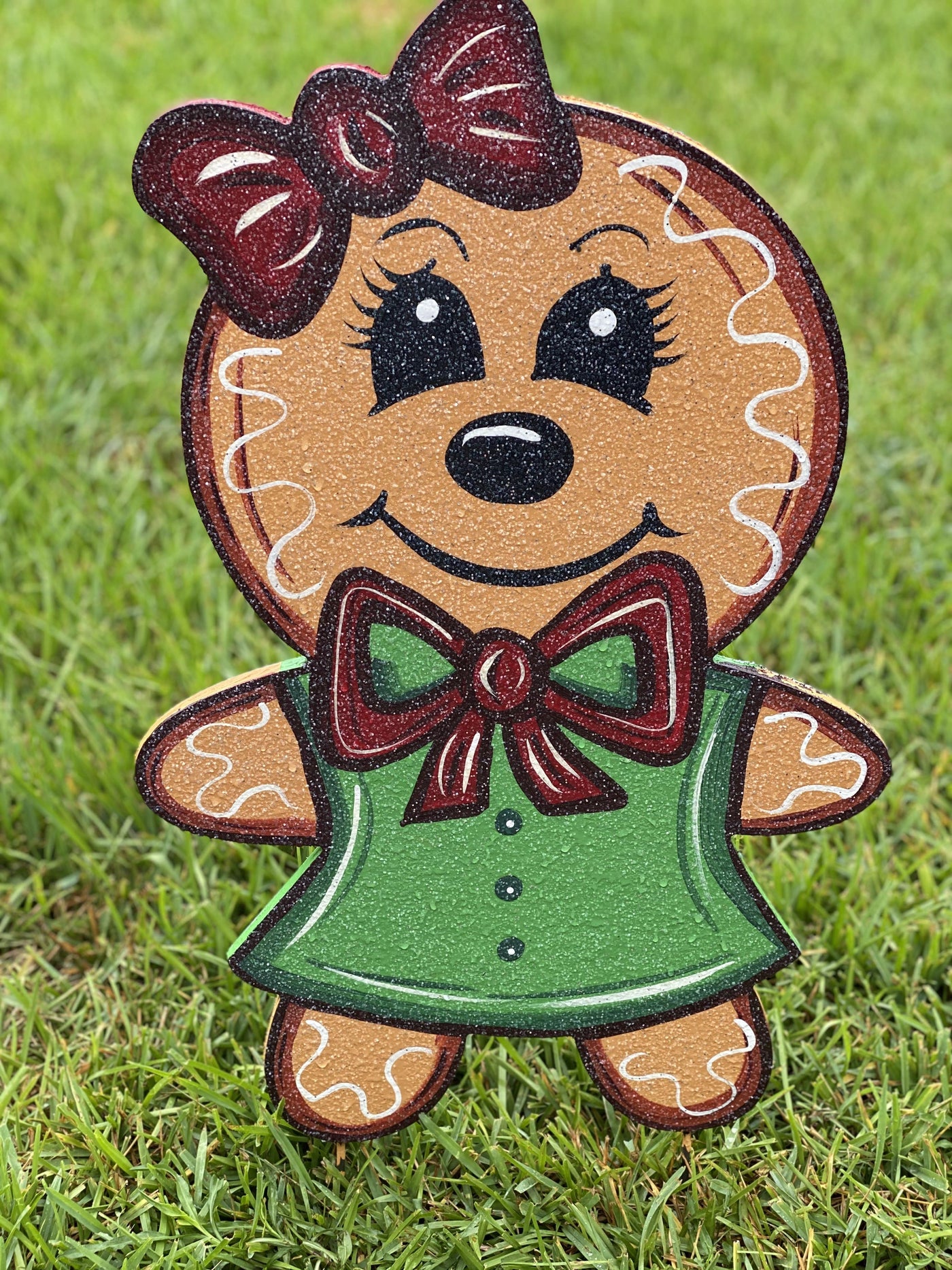 Christmas gingerbread girl painted yard art design