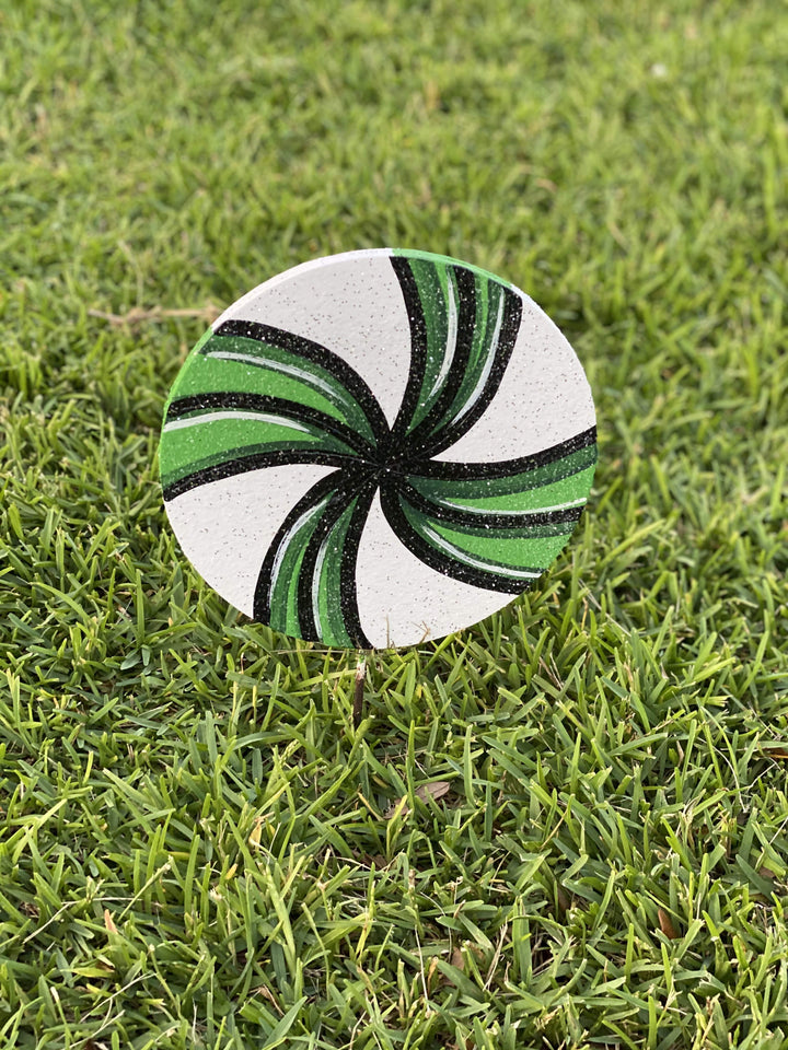 Christmas green Peppermint painted yard art design