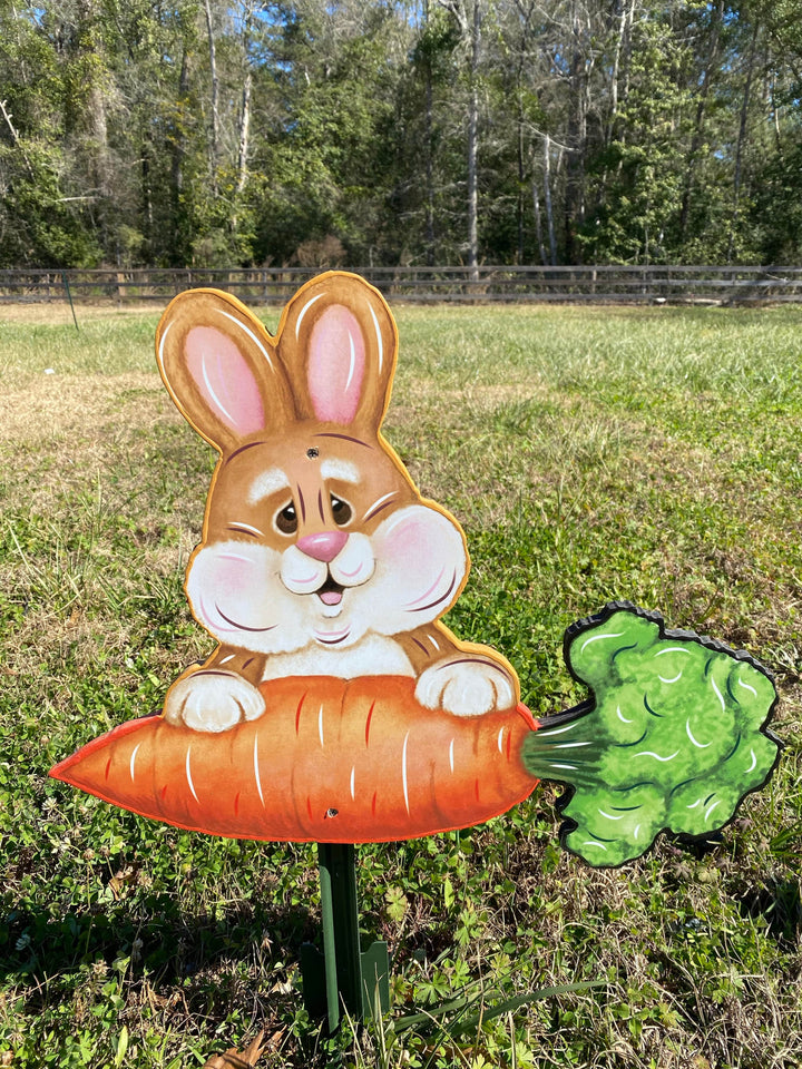 Easter Bunnies On A Carrot Outdoor Decoration