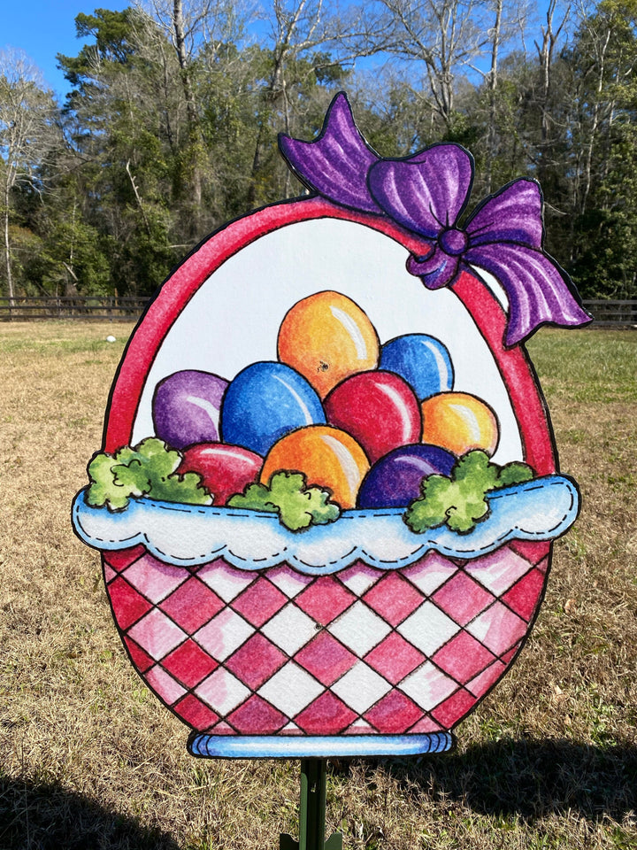 Happy Easter Pink Basket Outdoor Decoration