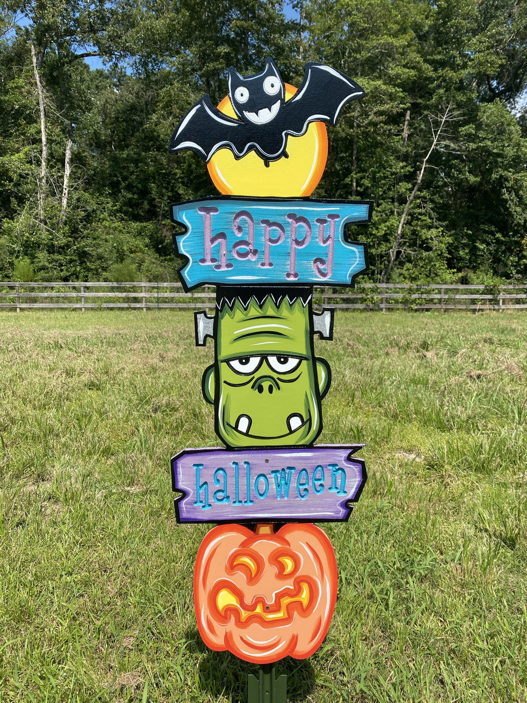 Happy Halloween Totem Pole Yard Art