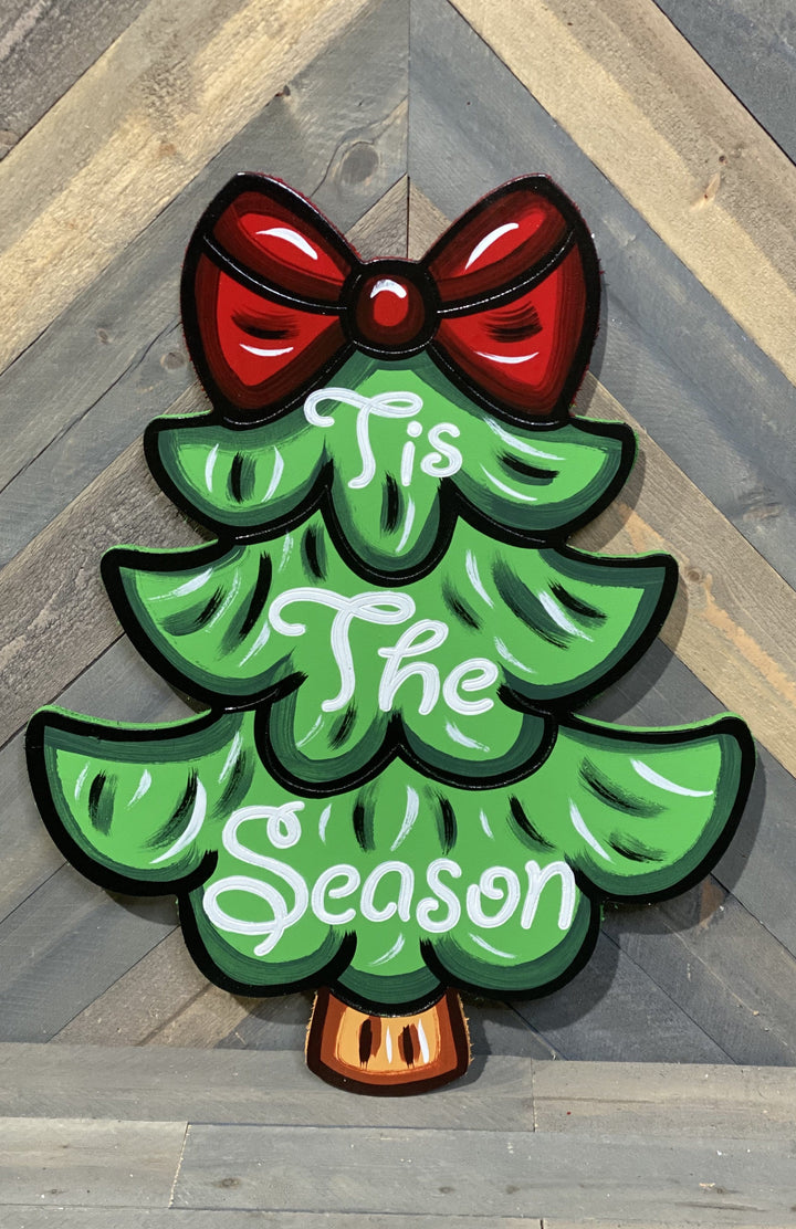 tis the season cute christmas tree painted yard art design