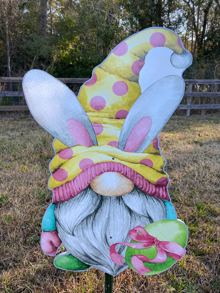 Easter Gnome with Green Egg with Bunny Ears Outdoor Decoration