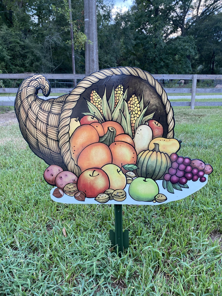 Cornucopia Thanksgiving Yard Art
