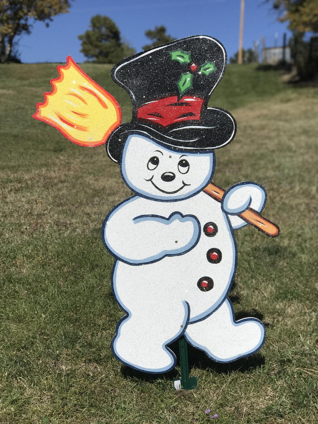 frosty the snowman painted yard art design