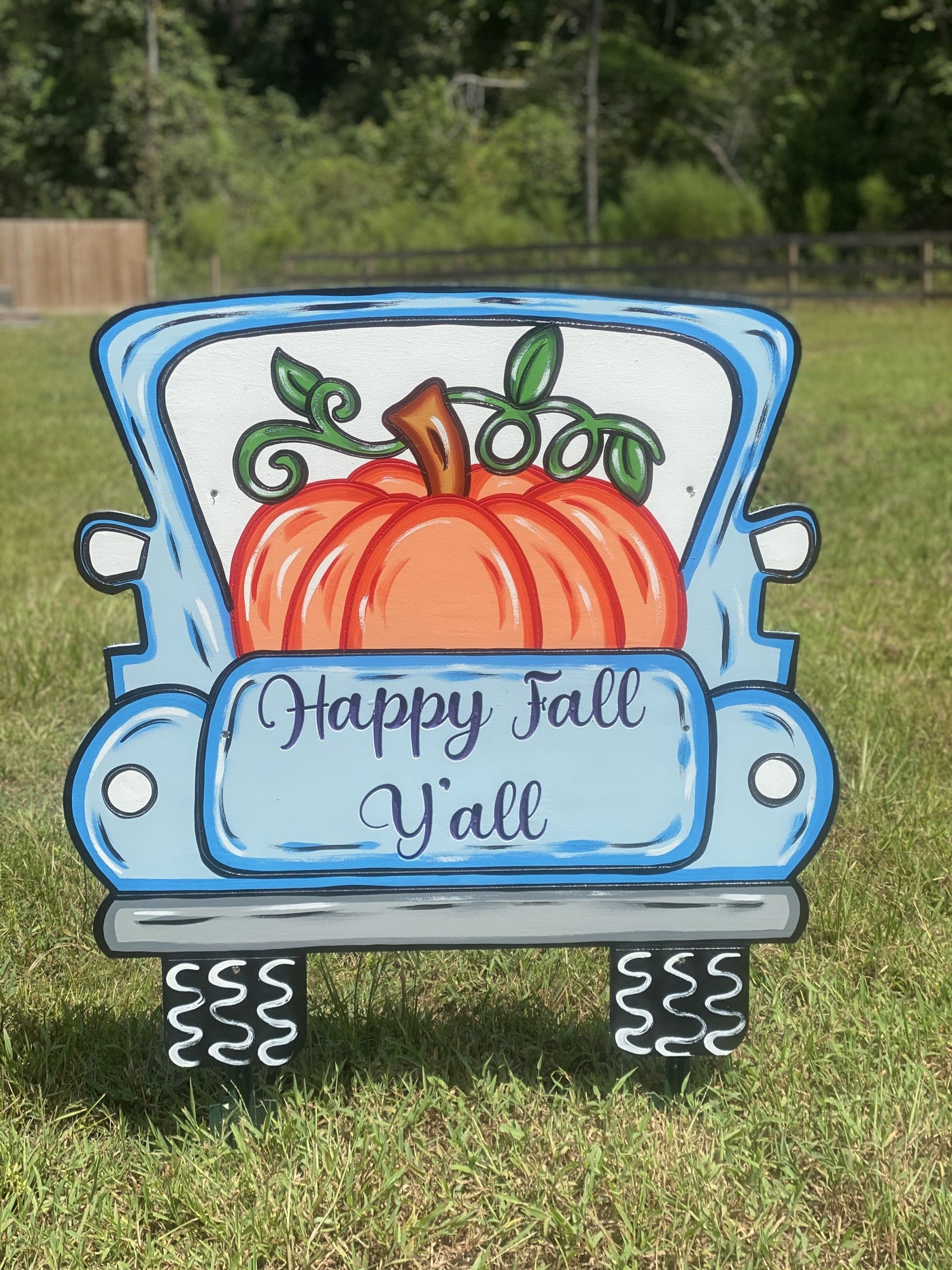Happy Fall Y'all Backend Truck with pumpkin