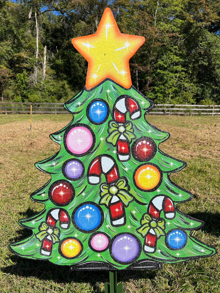 Oversized Bulb Christmas Tree Christmas Yard Art