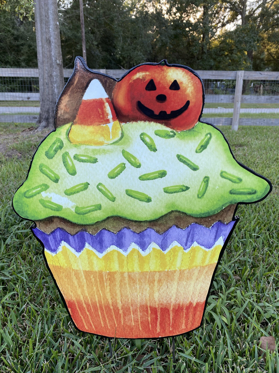 Cupcake with Green Sprinkles Halloween Yard Art