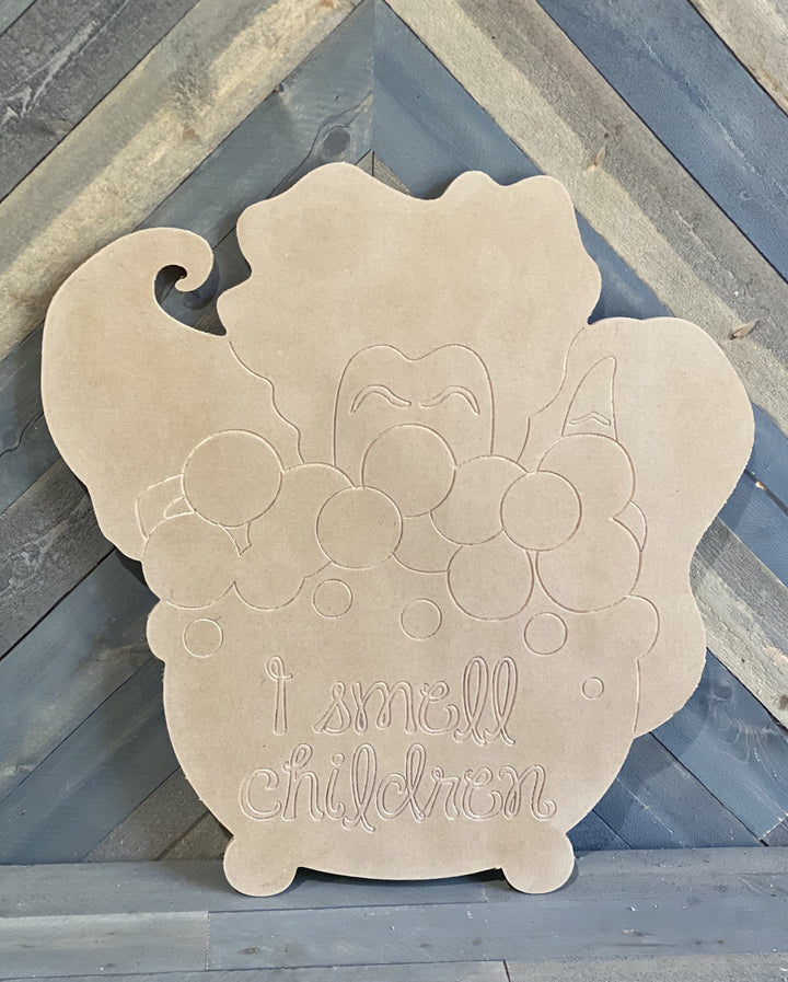three witch i smell children cauldron yard art blank template