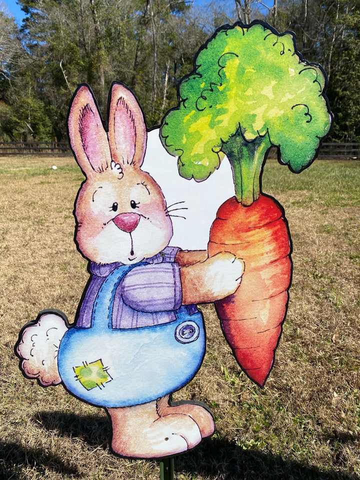 Happy Easter Bunny Holds A Carrot Outdoor Decoration