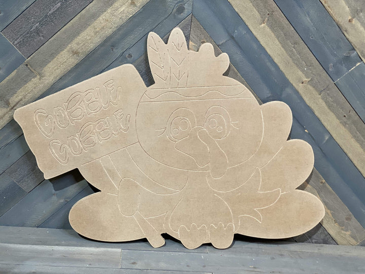 gobble gobble native american Turkey yard art blank template