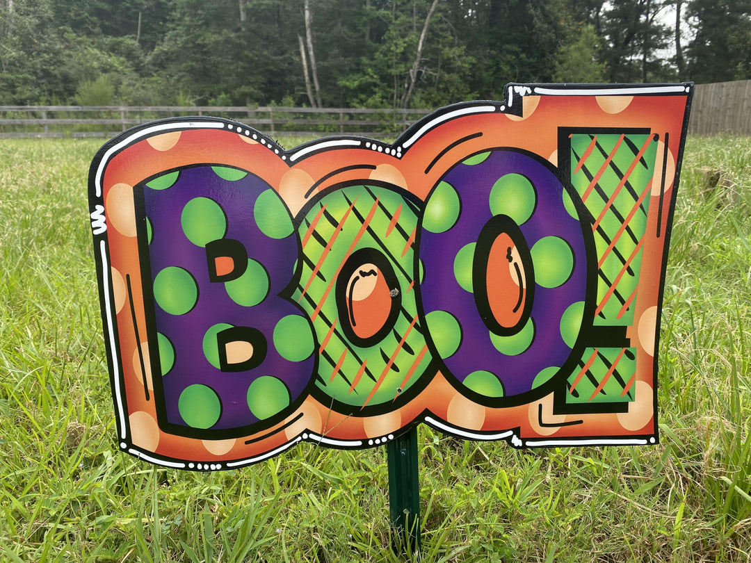 Whimsical BOO! Halloween Yard Art