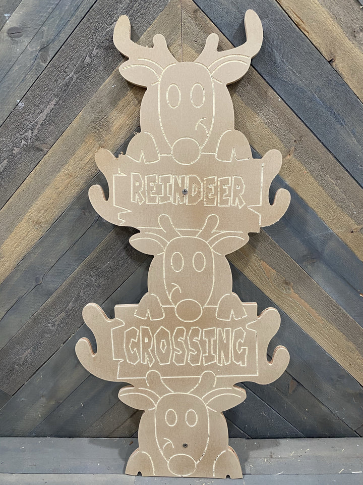 Reindeer Crossing Totem Pole Blank