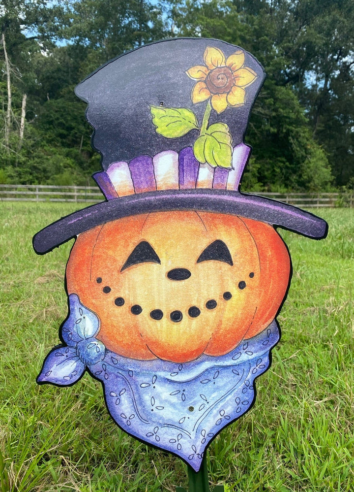 Pumpkin with Handkerchief Halloween Yard Art