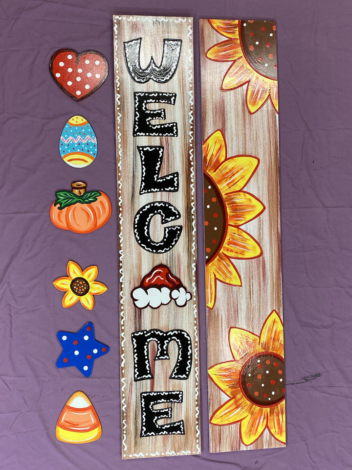 Welcome Porch leaner Sign painted yard art design