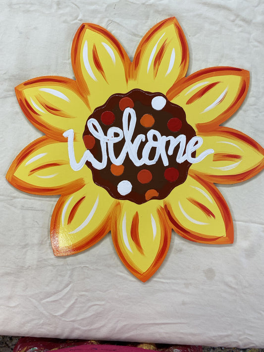Yellow Sunflower Blank with Welcome Letters Yard Art ready to be painted