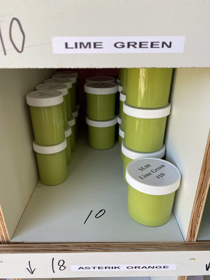 lime green exterior yard art paint