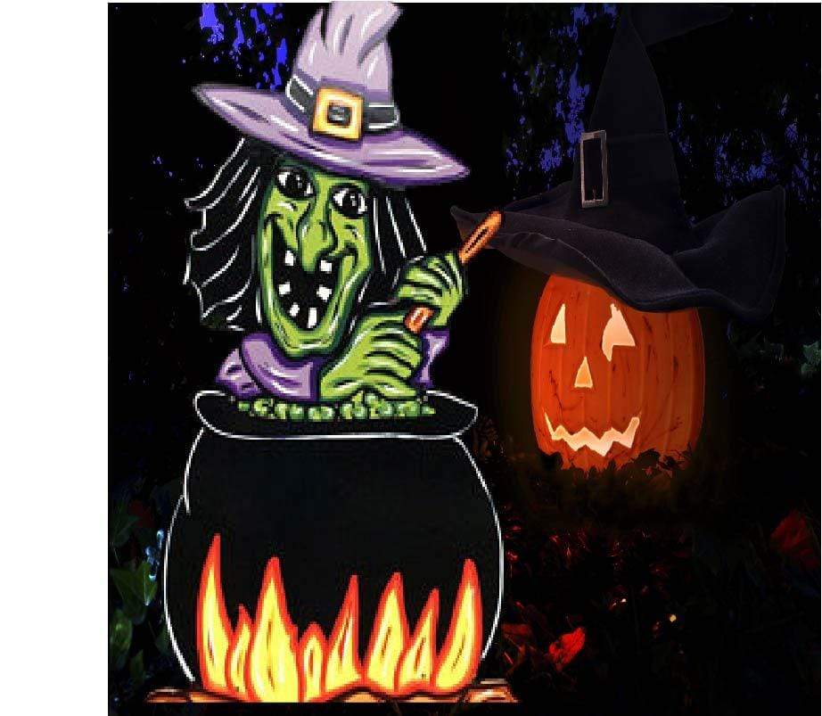 Digital Cut File for Halloween Witch Stirring Pot  Yard Art